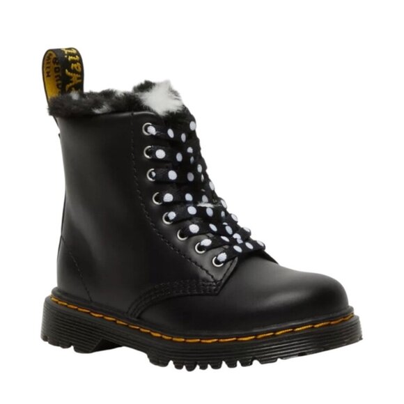 Dr. Martens Other - Dr. Martens Junior 1460 Serena Faux Fur Lined Leather Boots Black Girls 4 Wms 6